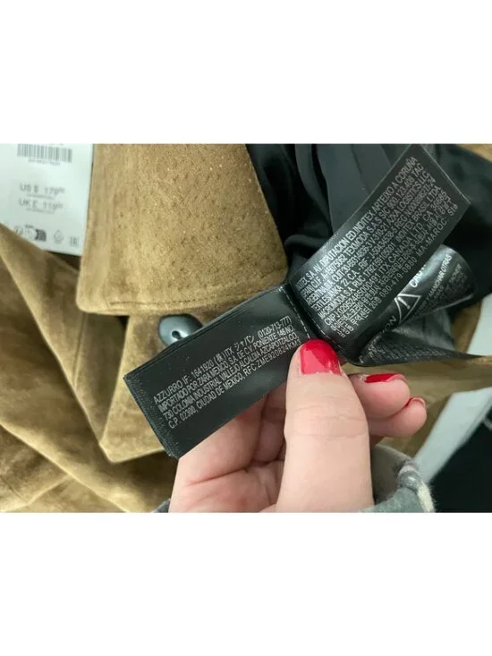 Zara Womens Blazer Jacket Size S Brown Leather Flared Hem Peplum 6318/232 NWT - Picture 10 of 15